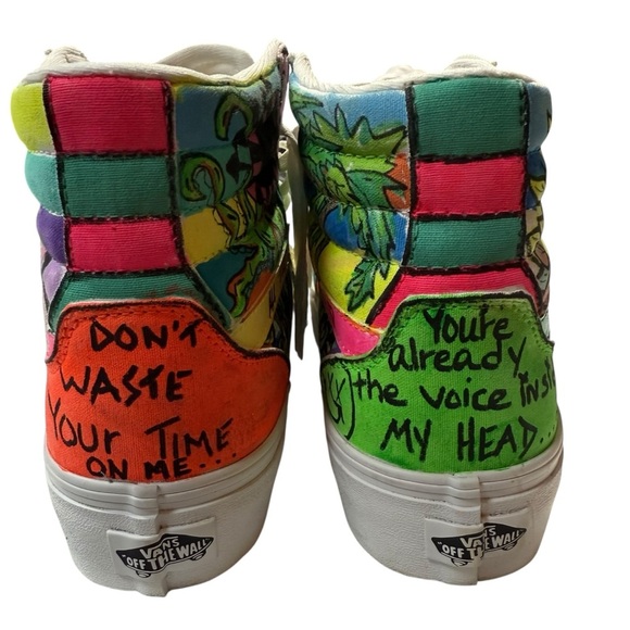 Vans Hand Painted Blink-182 Colorful Graphic Women's Sneakers - Picture 11 of 15